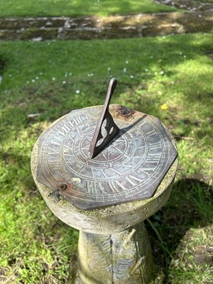 Lot 1379 - A small cast reconstituted stone sundial