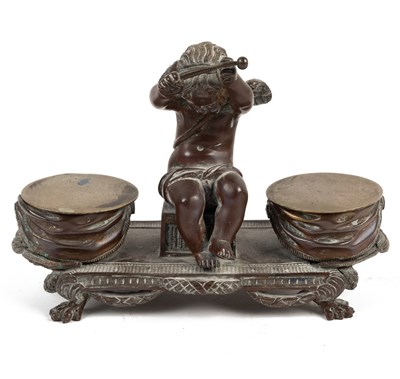 Lot 101 - A 19th century French bronze inkwell