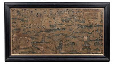 Lot 421 - A late 16th or early 17th century needlework panel