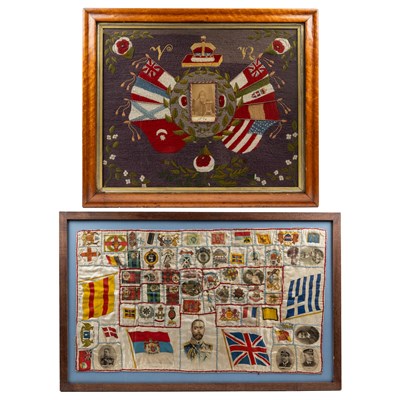 Lot 423 - Military interest: A Victorian decorative needlework panel