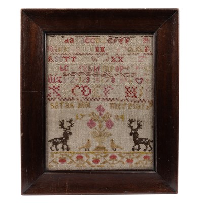 Lot 425 - An 18th century needlework sampler