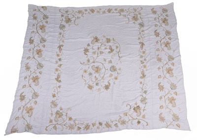 Lot 444 - A linen needlework bedspread