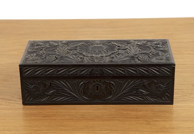 Lot 178 - Carved ebony box Indian, 19th/early 20th...