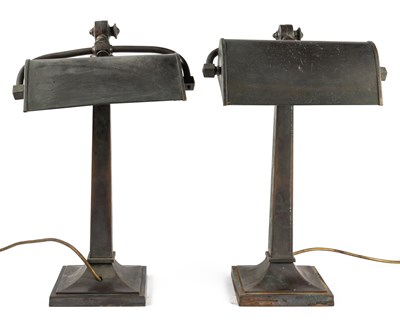 Lot 1126 - A pair of brass desk lamps