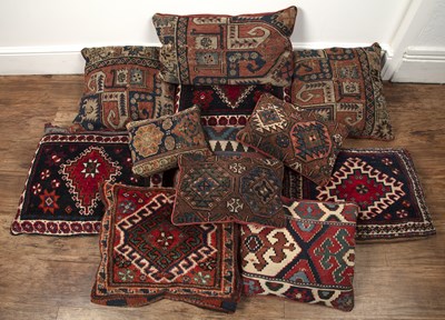 Lot 113 - Group of kelim and Caucasian rug cushions (12)