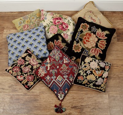 Lot 112 - Group of woolwork and tapestry cushions (9)