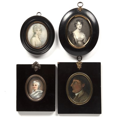 Lot 140 - Group of four miniature portraits and prints...