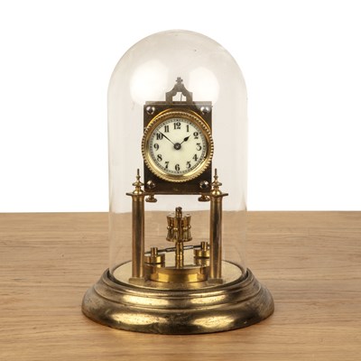 Lot 307 - Gilt clock under a glass dome and a group of...