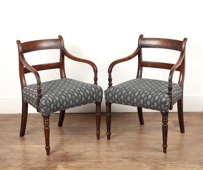 Lot 106 - Pair of mahogany elbow chairs 19th Century,...