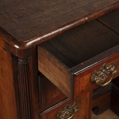Lot 86 - Walnut kneehole desk Queen Anne, crossbanded...