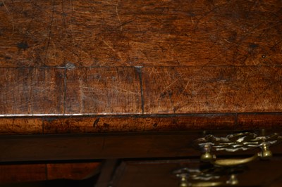 Lot 86 - Walnut kneehole desk Queen Anne, crossbanded...