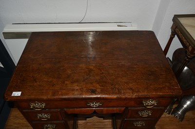 Lot 86 - Walnut kneehole desk Queen Anne, crossbanded...