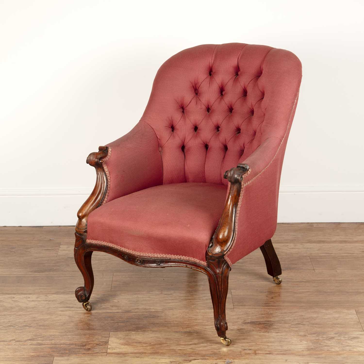 Lot 80 - Button upholstered armchair Victorian, on...