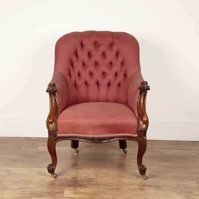 Lot 80 - Button upholstered armchair Victorian, on...