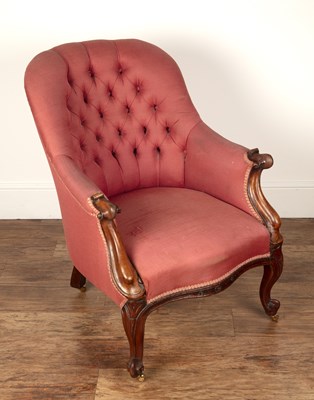 Lot 80 - Button upholstered armchair Victorian, on...