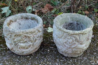 Lot 1349 - A group of three cast reconstituted stone garden planters