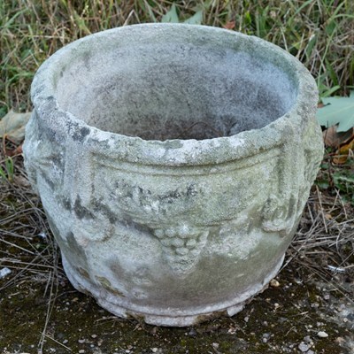Lot 1349 - A group of three cast reconstituted stone garden planters