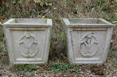 Lot 1372 - A pair of cast reconstituted stone garden planters