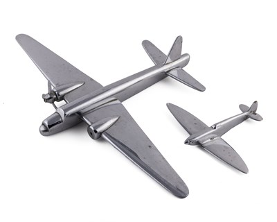 Lot Two chromed aeroplane models