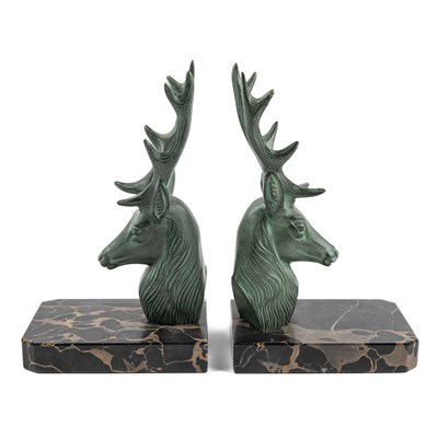 Lot 1140 - A pair of spelter stag bookends