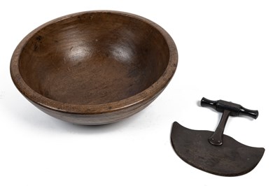 Lot 655 - A turned wooden bowl and a herb chopper