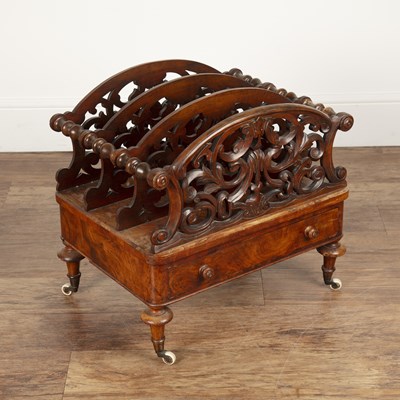 Lot 56 - Walnut Canterbury 19th Century, acanthus...