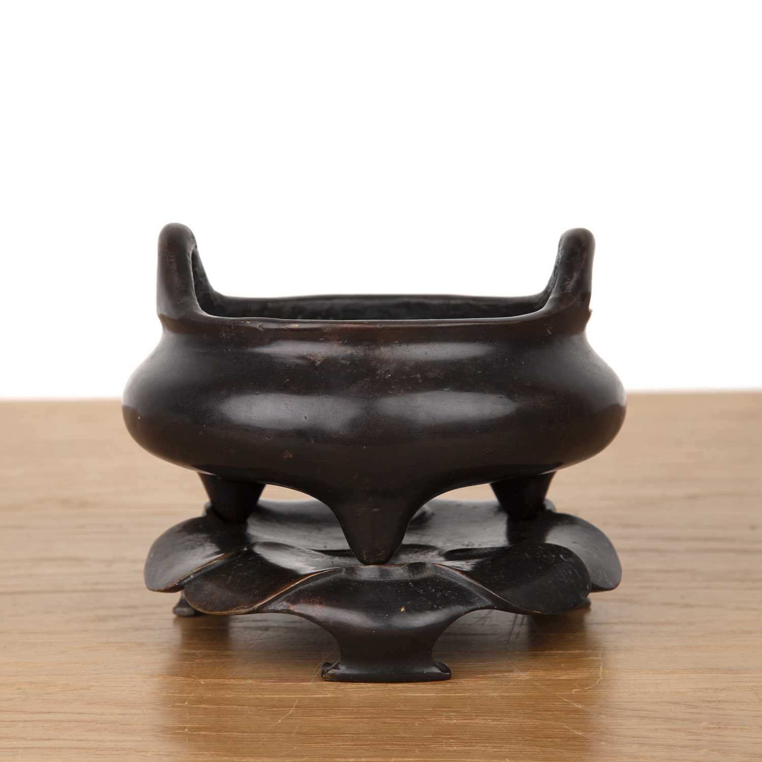 Lot 329 - Bronze censer on a bronze stand Chinese,...