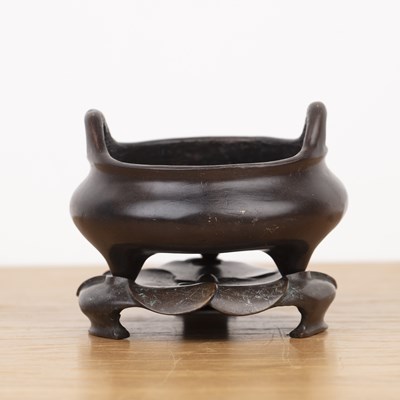 Lot 329 - Bronze censer on a bronze stand Chinese,...
