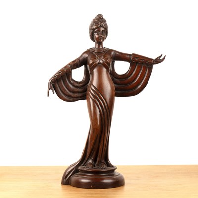 Lot 324 - Hardwood statue of a lady likely French, Art...