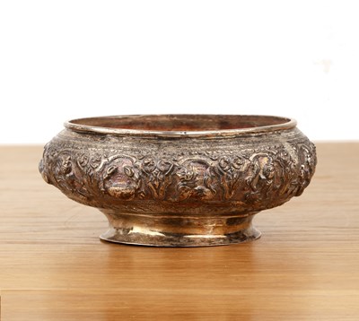 Lot 165 - Small thabiek silver metal bowl Burmese with...