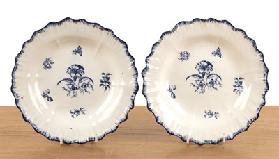 Lot 334 - Pair of Caughley blue and white dishes circa...