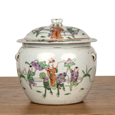 Lot 108 - Polychrome enamel vessel and cover Chinese,...