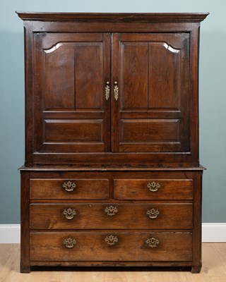 Lot A 19th century oak linen press