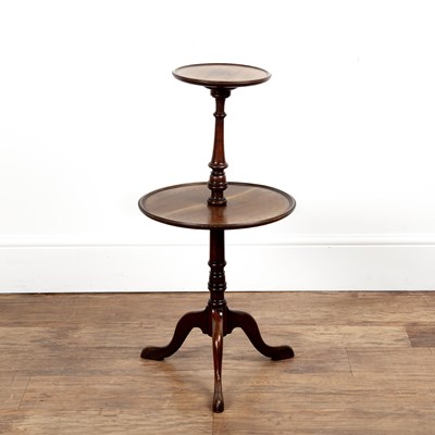 Lot 158 - Mahogany two-tier small dumb waiter on tripod...