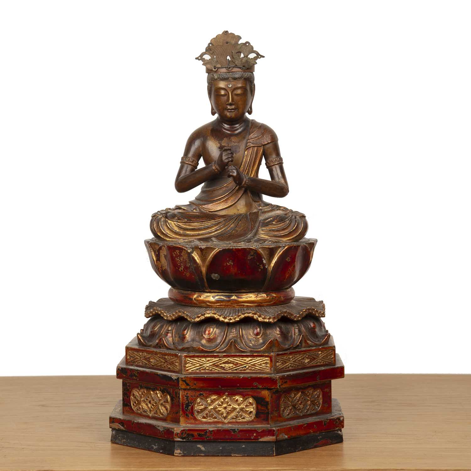 Lot 420 - Lacquer and gilded model of Dainichi Nyorai...