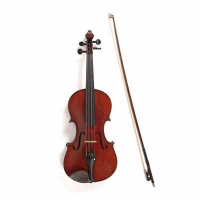 Lot 118 - A German violin with two piece back and of...