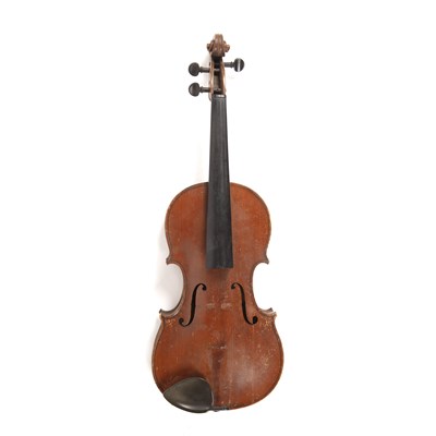 Lot 119 - A German violin with two piece back, golden...