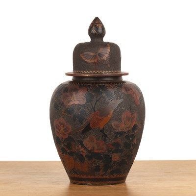 Lot 293 - Incised decor bois vase Japanese, late...