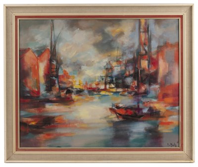 Lot 381 - Marcel Mouly (1918-2008) Amsterdam (Les Docks),...