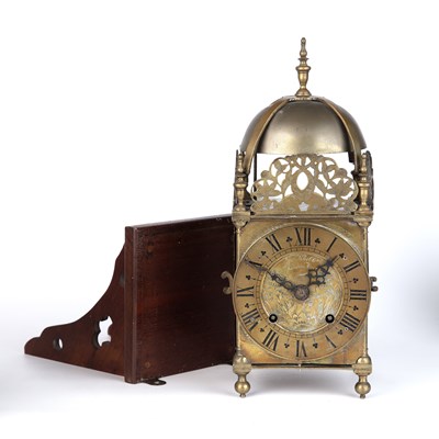 Lot 2 - A 19th century brass lantern clock inscribed...