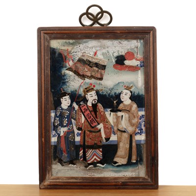 Lot 303 - Reverse glass painting Chinese, 19th Century...