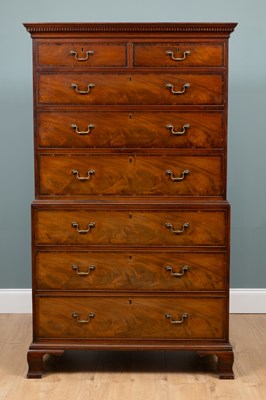 Lot 214 - A Georgian mahogany chest on chest