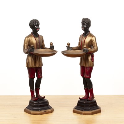 Lot 282 - Pair of cold painted bronze figures  depicting...