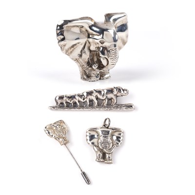 Lot 239 - Collection of silver elephant related items...