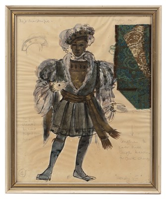 Lot 397 - A.C (?) Theatrical costume design sketch for...