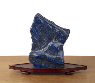 Lot 494 - Lapis lazuli scholar's piece Chinese on a wood...