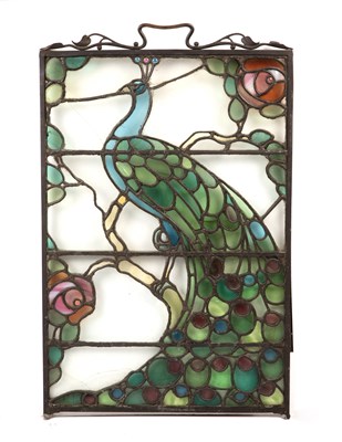 Lot 839 - Arts and Crafts Stained glass screen depicting...