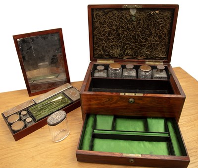 Lot 73 - Rosewood inlaid vanity box Victorian, with...