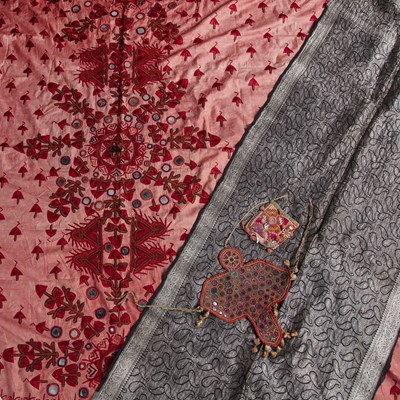 Lot 450 - Kashmiri scarf and a Rajasthani embroidery...