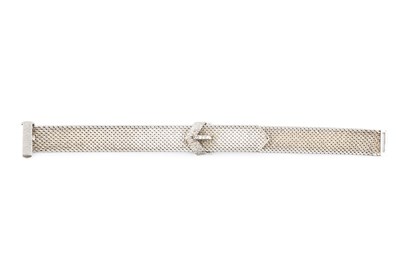 Lot 258 - A diamond set jarretière bracelet, of textured...